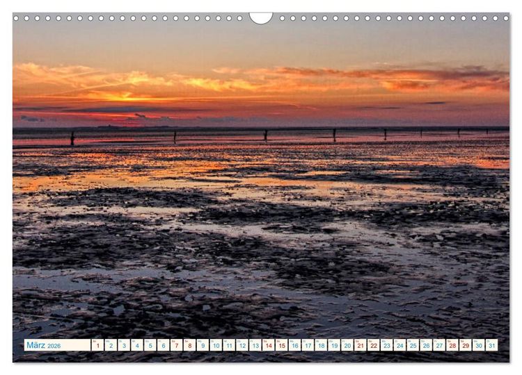 Produktbild: Sonnenunterg&auml;nge, an der Nordseek&uuml;ste vor Cuxhaven (Wandkalender 2026 DIN A3 quer), CALVENDO Monatskalender