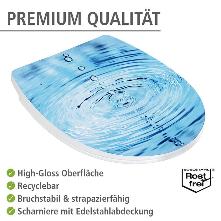 Produktbild: Toilettensitz Mod. Droplets Hochglanz, WC-Sitz mit Absenkautomatik, Schnellbefestigung