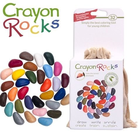 Produktbild: Crayon Rocks - 32 Malsteine im Baumwollbeutel, Soja-Wachsmalkreiden