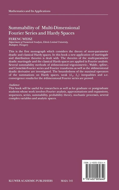 Produktbild: Summability of Multi-Dimensional Fourier Series and Hardy Spaces