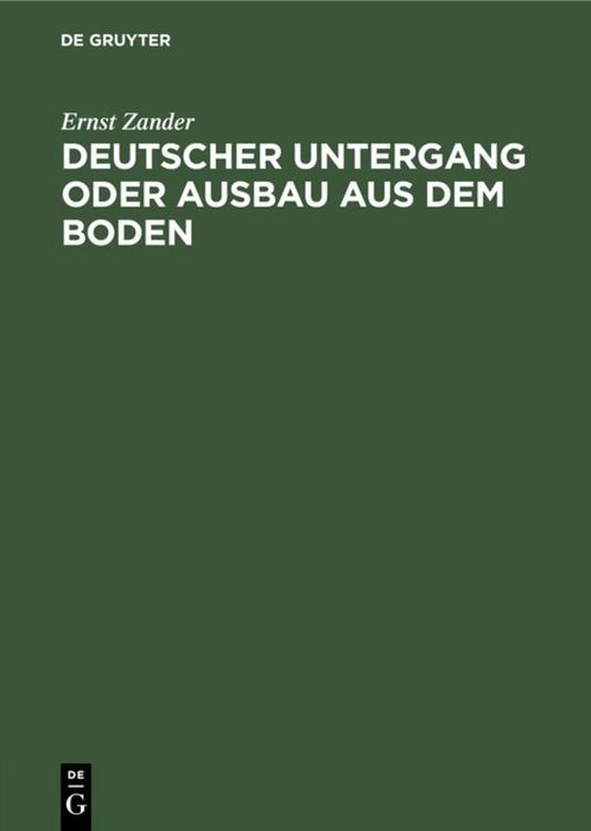 Produktbild: Deutscher Untergang oder Ausbau aus dem Boden