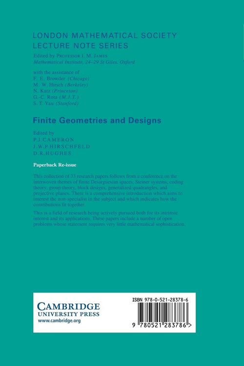 Produktbild: Finite Geometries and Designs
