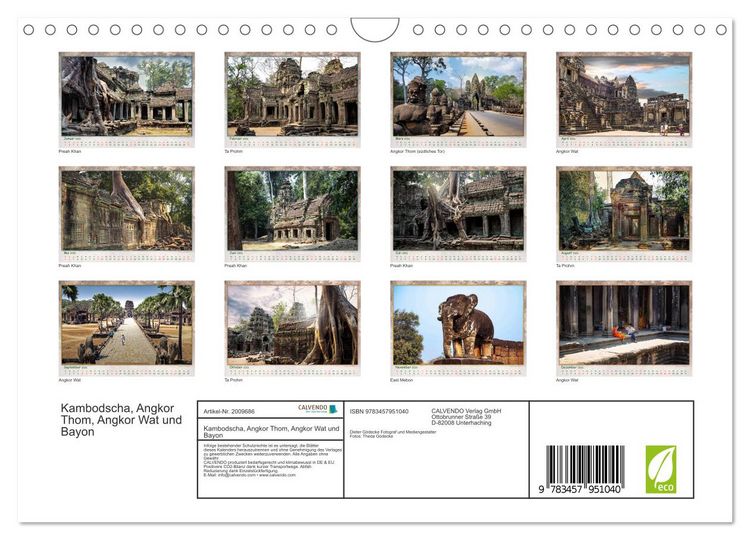 Produktbild: Kambodscha, Angkor Thom, Angkor Wat und Bayon (Wandkalender 2026 DIN A4 quer), CALVENDO Monatskalender