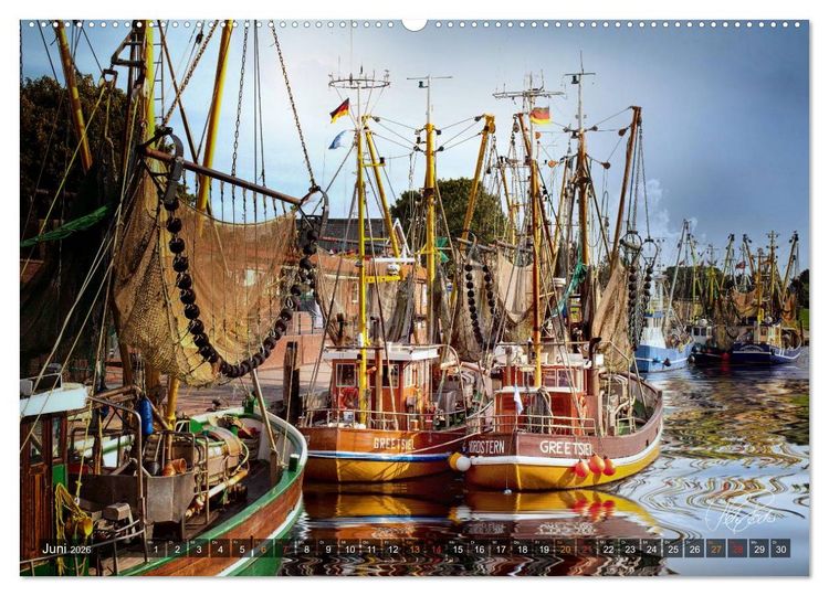 Produktbild: Ostfriesland, die alten H&auml;fen - Greetsiel, Neuharlingersiel, Carolinensiel (Wandkalender 2026 DIN A2 quer), CALVENDO Monatskalender