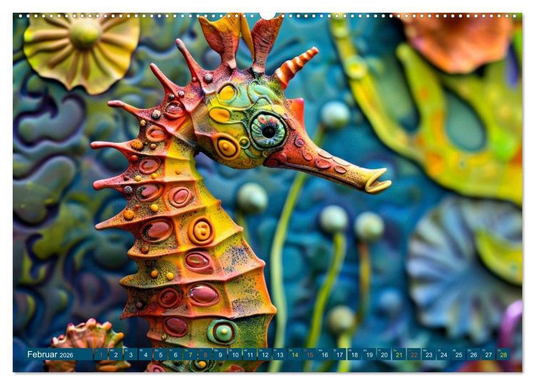 Produktbild: Seepferdchen - Modern Art (Wandkalender 2026 DIN A2 quer), CALVENDO Monatskalender