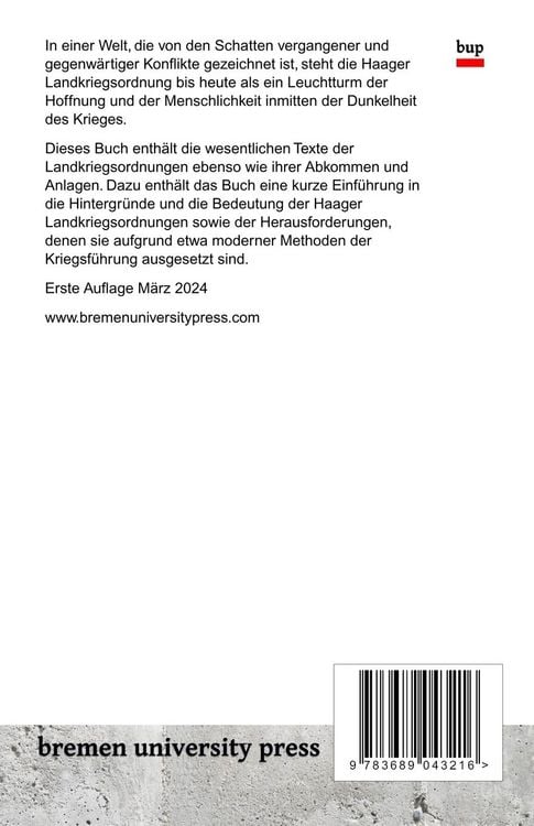 Produktbild: Die Haager Landkriegsordnung nebst Anlagen und Erg&auml;nzungen