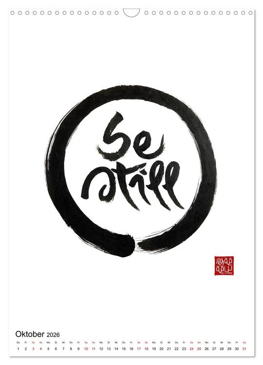 Produktbild: Zen Art Kalligraphie inspiriert von Zen-Meister Th&iacute;ch Nhất Hạnh (Wandkalender 2026 DIN A3 hoch), CALVENDO Monatskalender