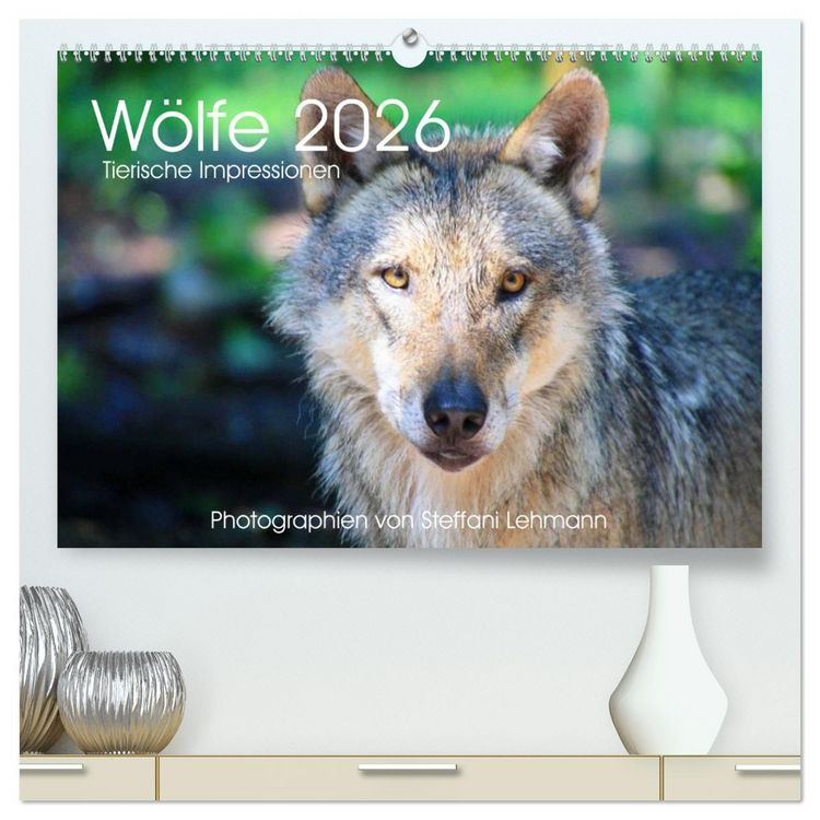 Produktbild: W&ouml;lfe 2026. Tierische Impressionen (hochwertiger Premium Wandkalender 2026 DIN A2 quer), Kunstdruck in Hochglanz