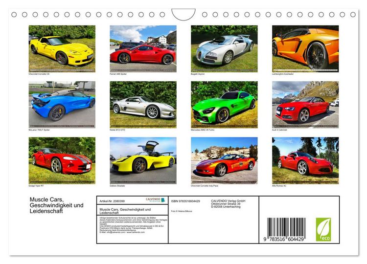 Produktbild: Muscle Cars, Geschwindigkeit und Leidenschaft (Wandkalender 2026 DIN A4 quer), CALVENDO Monatskalender