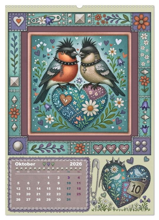 Produktbild: V&ouml;gel. Kleine Punks. Gro&szlig;es Herz. (hochwertiger Premium Wandkalender 2026 DIN A2 hoch), Kunstdruck in Hochglanz