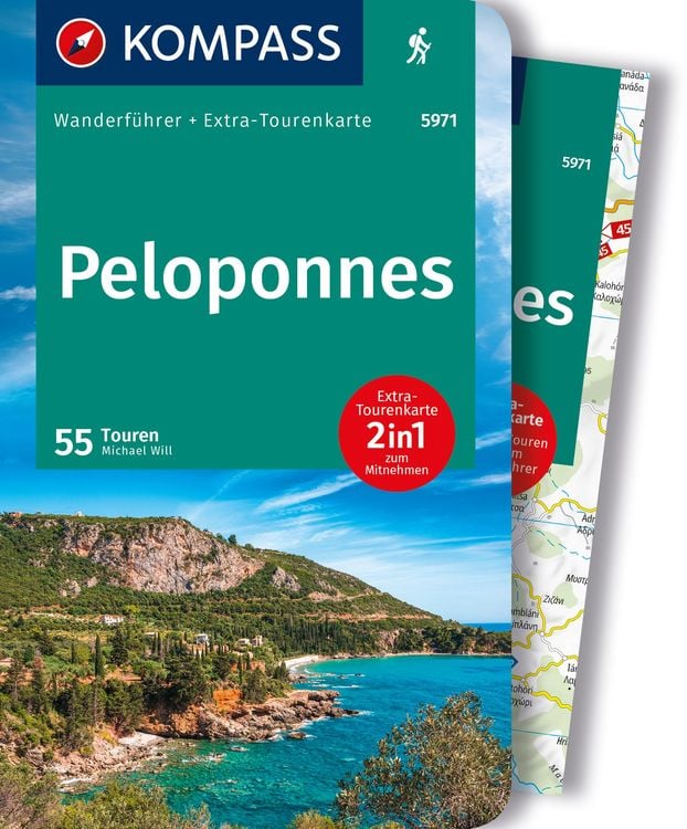 Produktbild: KOMPASS Wanderführer Peloponnes, 55 Touren mit Extra-Tourenkarte