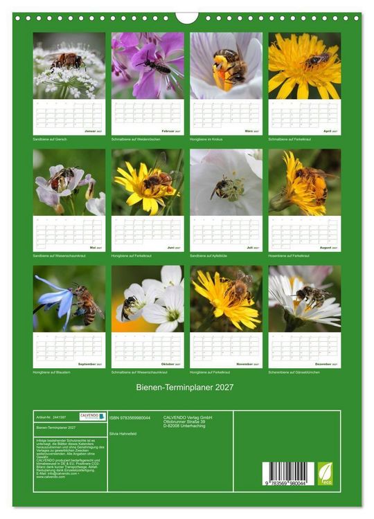 Produktbild: Bienen-Terminplaner 2027 (Wandkalender 2027 DIN A3 hoch), CALVENDO Monatskalender