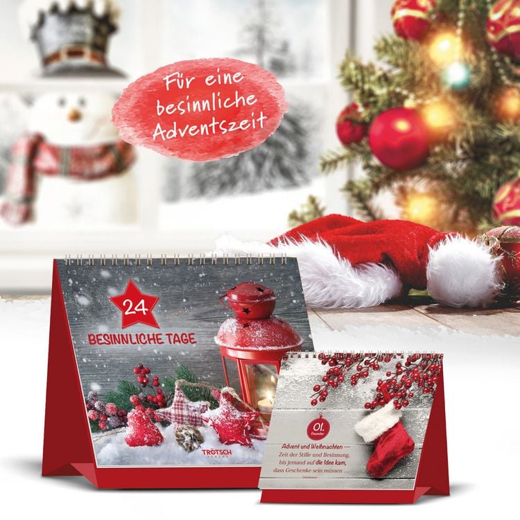 Produktbild: TR&Ouml;TSCH &ndash; Aufstell Adventskalender &bdquo;24 besinnliche Tage&ldquo; | Weihnachtskalender mit 24 besinnlichen Bildern & Weisheiten