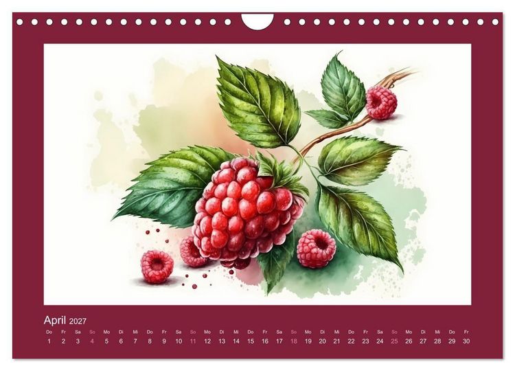 Produktbild: Fr&uuml;chte in Wasserfarben - Fruchtige KI-Kunst f&uuml;r das ganze Jahr (Wandkalender 2027 DIN A4 quer), CALVENDO Monatskalender
