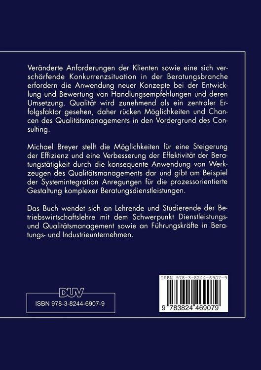 Produktbild: Qualit&auml;tsmanagement von Beratungsdienstleistungen