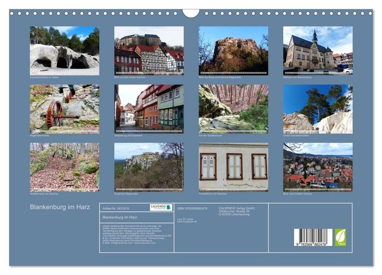 Produktbild: Blankenburg im Harz (Wandkalender 2027 DIN A3 quer), CALVENDO Monatskalender
