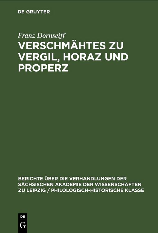 Produktbild: Verschm&auml;htes zu Vergil, Horaz und Properz