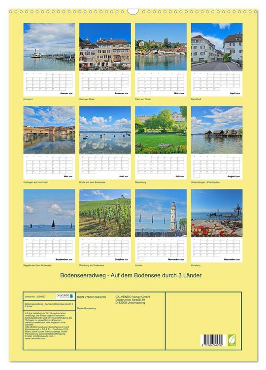 Produktbild: Bodenseeradweg - Auf dem Bodensee durch 3 L&auml;nder (Wandkalender 2026 DIN A2 hoch), CALVENDO Monatskalender