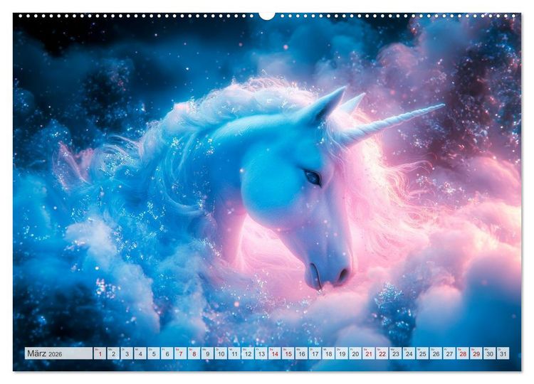 Produktbild: EINHORNZAUBER Traumhafte Glitzerwelt (hochwertiger Premium Wandkalender 2026 DIN A2 quer), Kunstdruck in Hochglanz