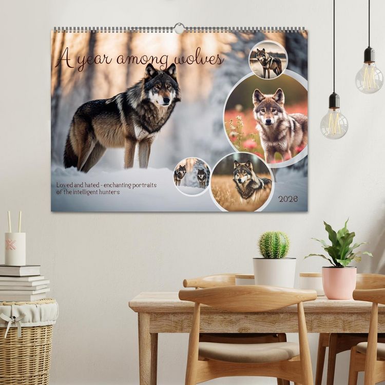 Produktbild: A year among wolves (Wall Calendar 2026 DIN A2 landscape), CALVENDO 12 Month Wall Calendar