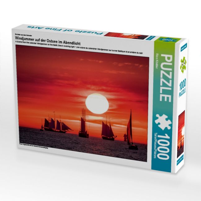 Produktbild: CALVENDO Puzzle Ein Motiv aus dem Kalender Windjammer auf der Ostsee im Abendlicht | 1000 Teile Lege-Gr&ouml;&szlig;e 64x48cm Foto-Puzzle f&uuml;r gl&uuml;ckliche Stunden
