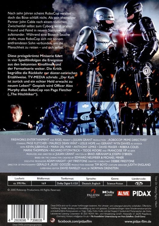 Produktbild: RoboCop: Prime Directives / Die komplette 4-teilige Sci-Fi-Miniserie basierend auf den bekannten Kinofilmen (Pidax Serien-Klassiker) [2 DVDs]