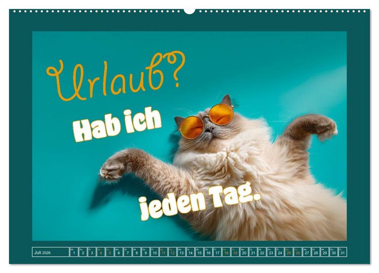 Produktbild: Katzenhumor - Ein Jahr voller Flauschalarm (Wandkalender 2026 DIN A2 quer), CALVENDO Monatskalender