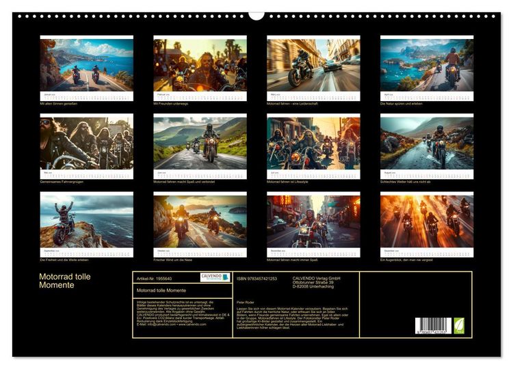 Produktbild: Motorrad tolle Momente (Wandkalender 2026 DIN A2 quer), CALVENDO Monatskalender