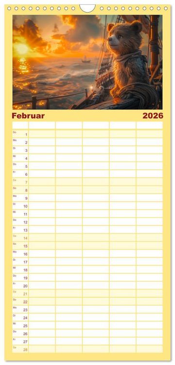 Produktbild: Familienplaner 2026 - Abenteuer eines Taddyb&auml;ren mit 5 Spalten (Wandkalender, 21 x 45 cm) CALVENDO