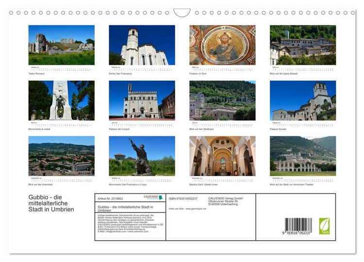 Produktbild: Gubbio - die mittelalterliche Stadt in Umbrien (Wandkalender 2026 DIN A3 quer), CALVENDO Monatskalender