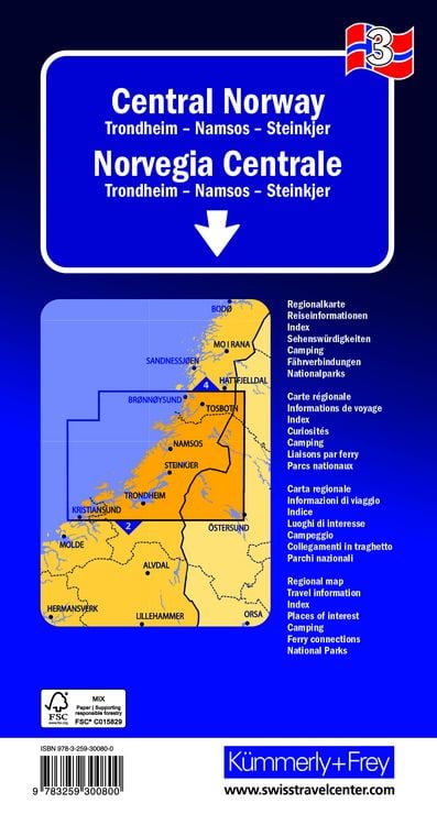 Produktbild: K&uuml;mmerly+Frey Regional-Strassenkarte 3 Zentral Norwegen 1:300.000