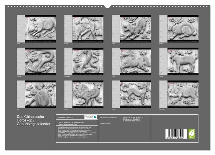 Produktbild: Das Chinesische Horoskop / Geburtstagskalender (hochwertiger Premium Wandkalender 2026 DIN A2 quer), Kunstdruck in Hochglanz