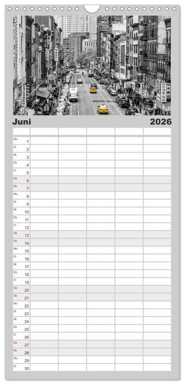 Produktbild: Familienplaner 2026 - NEW YORK Urbaner Flair mit 5 Spalten (Wandkalender, 21 x 45 cm) CALVENDO
