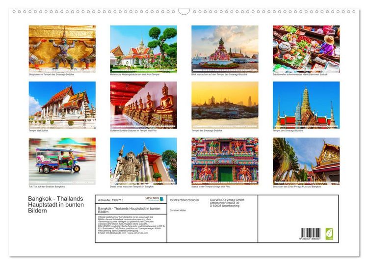 Produktbild: Bangkok - Thailands Hauptstadt in bunten Bildern (Wandkalender 2026 DIN A2 quer), CALVENDO Monatskalender