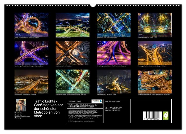 Produktbild: Traffic Lights - Gro&szlig;stadtverkehr der sch&ouml;nsten Metropolen von oben (hochwertiger Premium Wandkalender 2027 DIN A2 quer), Kunstdruck in Hochglanz