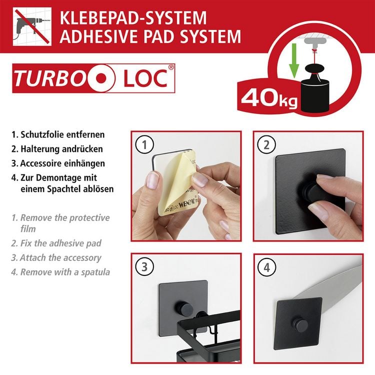 Produktbild: Turbo-Loc&reg; WC-Garnitur Mod. Carpino Schwarz, Befestigen ohne Bohren