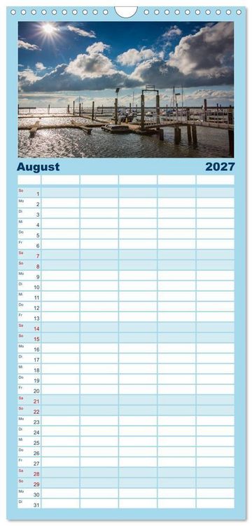 Produktbild: Familienplaner 2027 - Langeoog &ndash; Ein Herbst auf der Insel des Lebens mit 5 Spalten (Wandkalender, 21 x 45 cm) CALVENDO