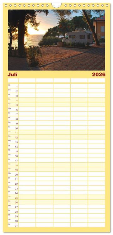 Produktbild: Familienplaner 2026 - Wohnmobil-Reisen mit 5 Spalten (Wandkalender, 21 x 45 cm) CALVENDO