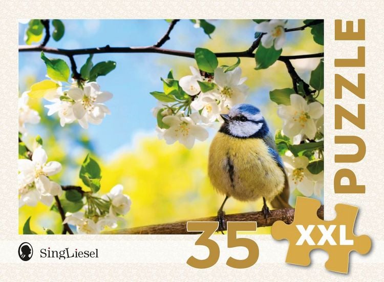 Produktbild: Demenz-Puzzle: Blaumeise im Fr&uuml;hling. Das Demenz-Puzzle-Spiel mit 35 Puzzle-Teilen im XXL-Format.