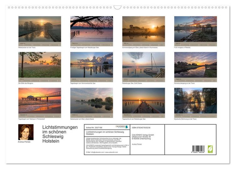Produktbild: Lichtstimmungen im sch&ouml;nen Schleswig Holstein (Wandkalender 2026 DIN A2 quer), CALVENDO Monatskalender