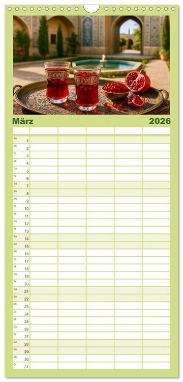 Produktbild: Familienplaner 2026 - Teezeremonien aus aller Welt mit 5 Spalten (Wandkalender, 21 x 45 cm) CALVENDO