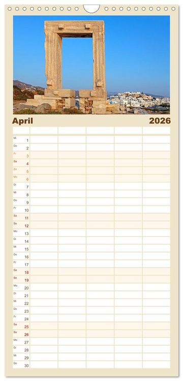 Produktbild: Familienplaner 2026 - Die Kykladen - Inseln im &Auml;g&auml;ischen Meer mit 5 Spalten (Wandkalender, 21 x 45 cm) CALVENDO