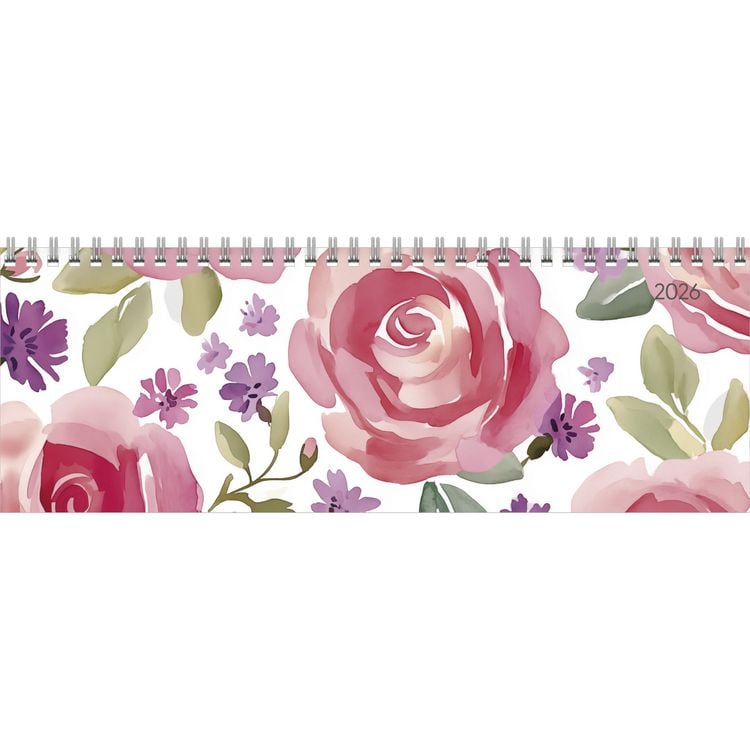 Bild vom Artikel Tisch-Querkalender Style Rosen 2026 - Büro-Planer 29,7x10,5 cm - Tisch-Kalender - 1 Woche 2 Seiten - Ringbindung - Zettler vom Autor Zettler