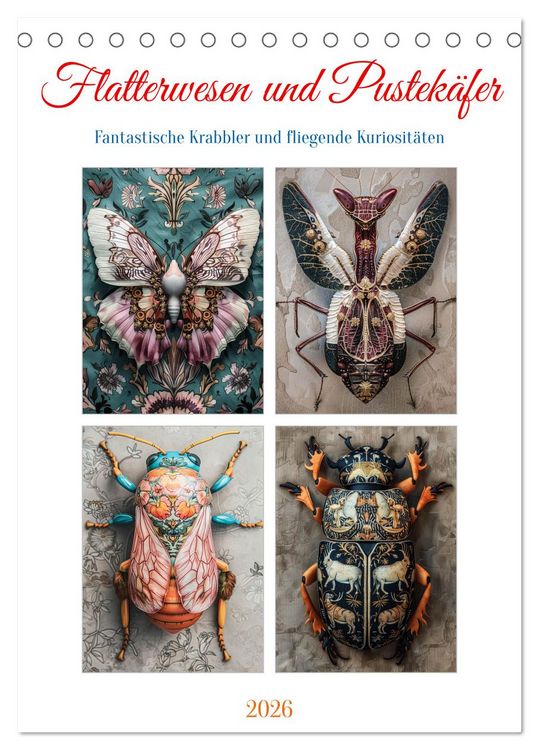 Produktbild: Flatterwesen und Pustek&auml;fer (Tischkalender 2026 DIN A5 hoch), CALVENDO Monatskalender