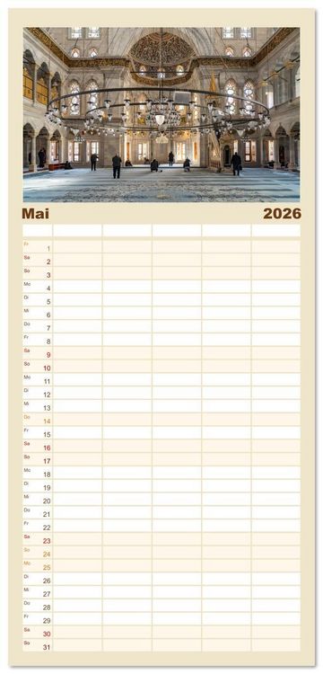 Produktbild: Familienplaner 2026 - Istanbul - Faszination Moschee mit 5 Spalten (Wandkalender, 21 x 45 cm) CALVENDO