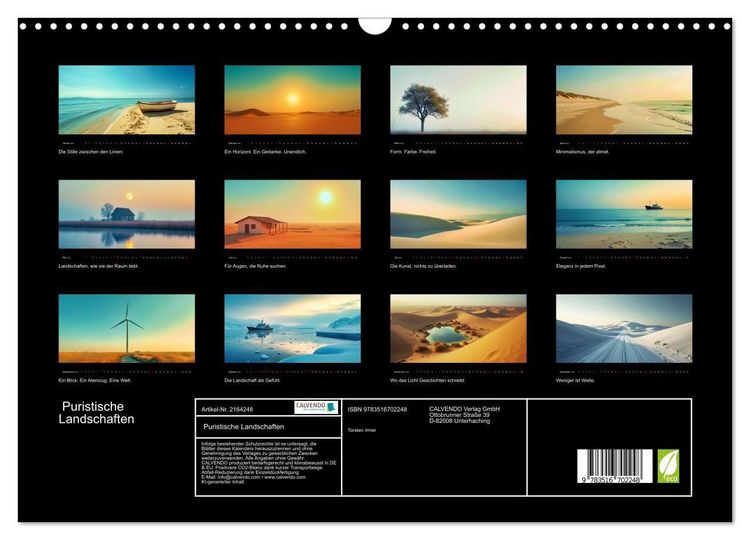 Produktbild: Puristische Landschaften (Wandkalender 2026 DIN A3 quer), CALVENDO Monatskalender