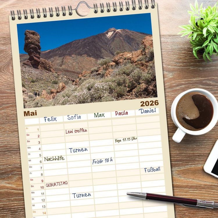 Produktbild: Familienplaner 2026 - Teneriffa - Inmitten des Atlantischen Archipels mit 5 Spalten (Wandkalender, 21 x 45 cm) CALVENDO