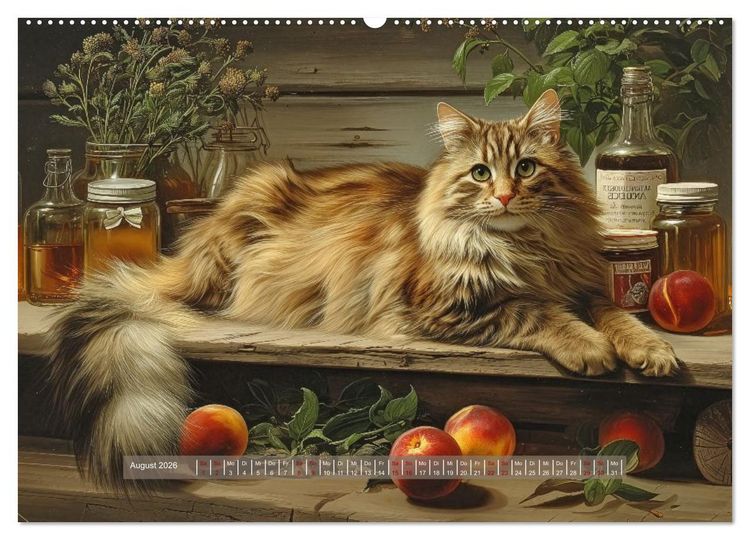 Produktbild: Nostalgische Samtpfoten (hochwertiger Premium Wandkalender 2026 DIN A2 quer), Kunstdruck in Hochglanz