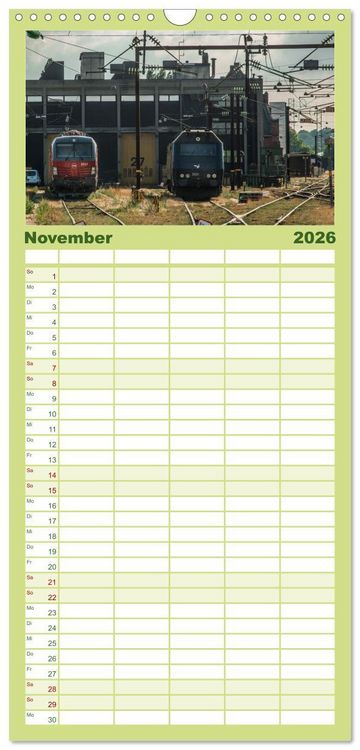 Produktbild: Familienplaner 2026 - D&auml;nische Eisenbahnen mit 5 Spalten (Wandkalender, 21 x 45 cm) CALVENDO