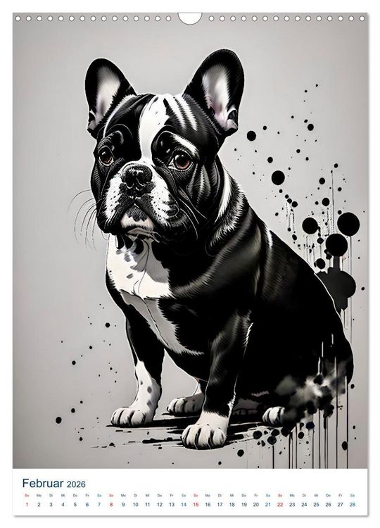 Produktbild: Franz&ouml;sische Bulldoggen. Kunstvoll gestaltete Portraits (Wandkalender 2026 DIN A3 hoch), CALVENDO Monatskalender